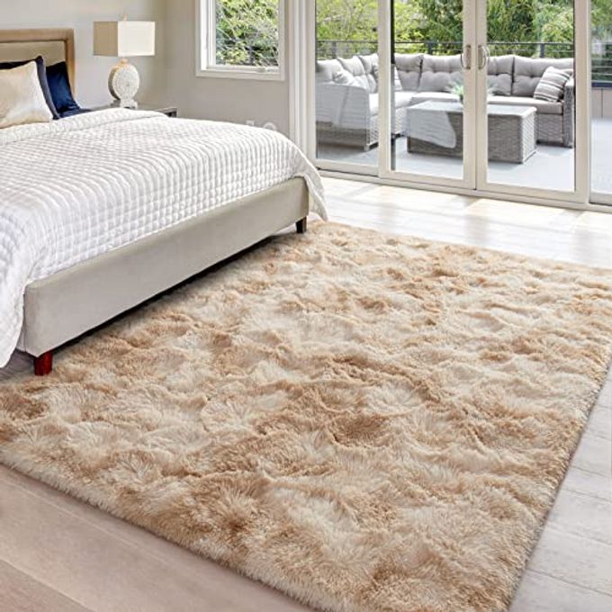 Hutha 6x9 Large Area Rugs for Living Room, Super Soft Fluffy Modern Bedroom Rug, Tie-Dyed Beige Indoor Shag Fuzzy Carpets for Girls Kids Nursery Room Home Decor - Image 5