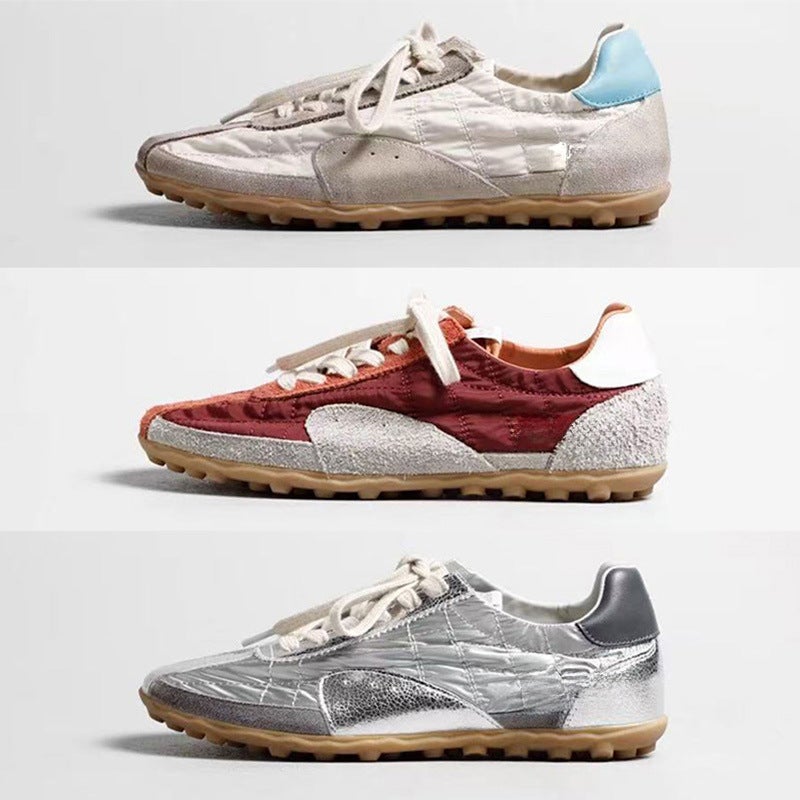 Genuine Sheepskin 5cm Height Increasing Women's Retro Racing Sneakers - Image 2