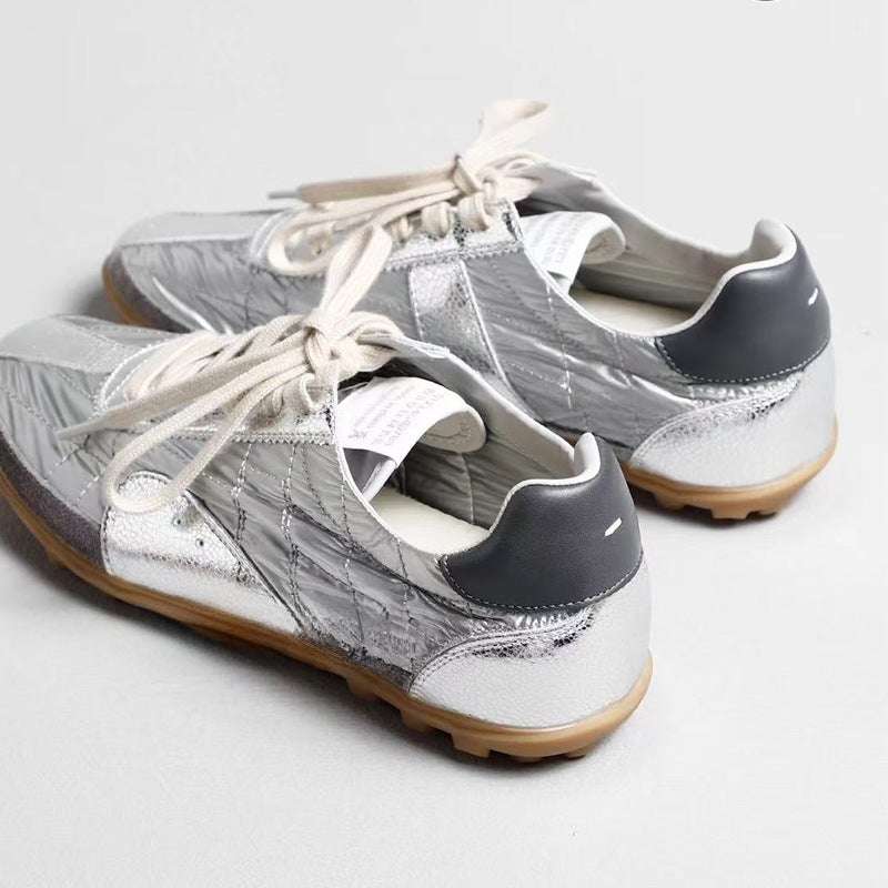 Genuine Sheepskin 5cm Height Increasing Women's Retro Racing Sneakers - Image 4