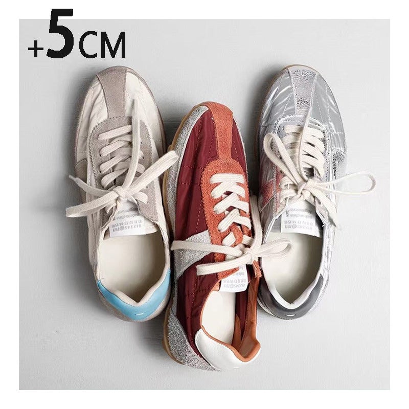 Genuine Sheepskin 5cm Height Increasing Women's Retro Racing Sneakers - Image 1