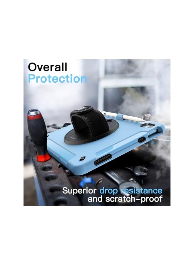 Case For Ipad 10 10.9 Inch 2022 Model 10Th Generation With Built In Screen Protector Protective Shockproof Rugged Tablet Cover 360 Degree Rotating Hand Strap Stand Blue
