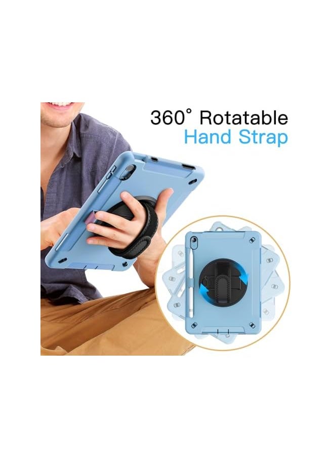 Case For Ipad 10 10.9 Inch 2022 Model 10Th Generation With Built In Screen Protector Protective Shockproof Rugged Tablet Cover 360 Degree Rotating Hand Strap Stand Blue