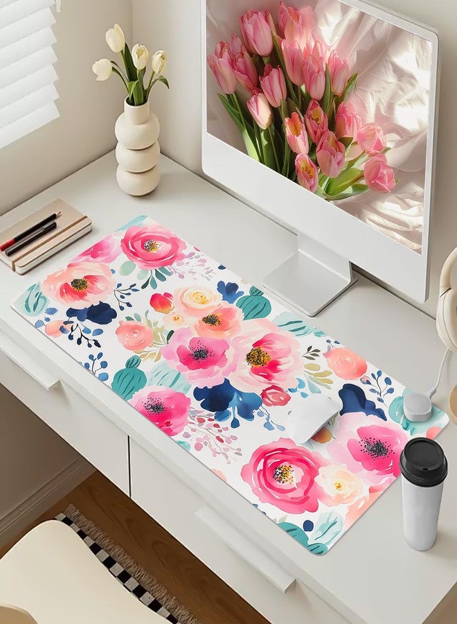 Bloss Flower Desk Mat, Leather Desk Pad, Desk Matt for Desktop, Waterproof Desk Pad Mat, Computer Mat for Office Work/Home/Decor/Desk Protector(31.5 x 15.7 Inches) - Image 3