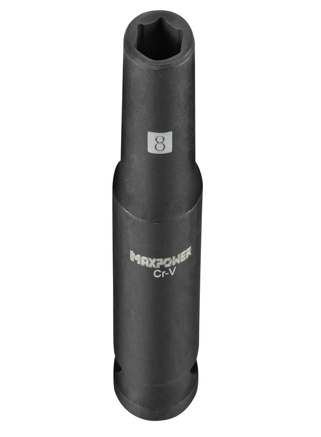 MAXPOWER 3/8 Inch Drive 8 mm Deep Impact Socket, Made with Heat-Treated Chrome Vanadium Steel, Durable Impact Socket with 6-Point Design, SAE - Image 2