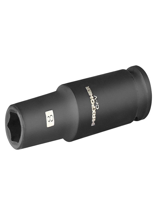 MAXPOWER 3/8 Inch Drive 8 mm Deep Impact Socket, Made with Heat-Treated Chrome Vanadium Steel, Durable Impact Socket with 6-Point Design, SAE - Image 1