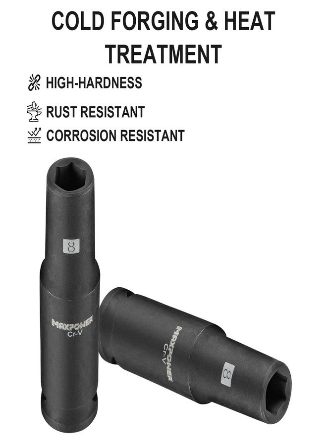 MAXPOWER 3/8 Inch Drive 8 mm Deep Impact Socket, Made with Heat-Treated Chrome Vanadium Steel, Durable Impact Socket with 6-Point Design, SAE - Image 5