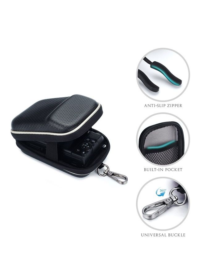 SUMAX حقيبة كاميرا رقمية مضادة للصدمات مصنوعة من EVA صلبة لحماية كاميرات كانون باور شوت SX730 HS G9 X نيكون COOLPIX A900 W100 باناسونيك لوميكس DMC TZ80 سوني سايبر شوت DSC WX500 HX90 RX100، سوداء - Image 2