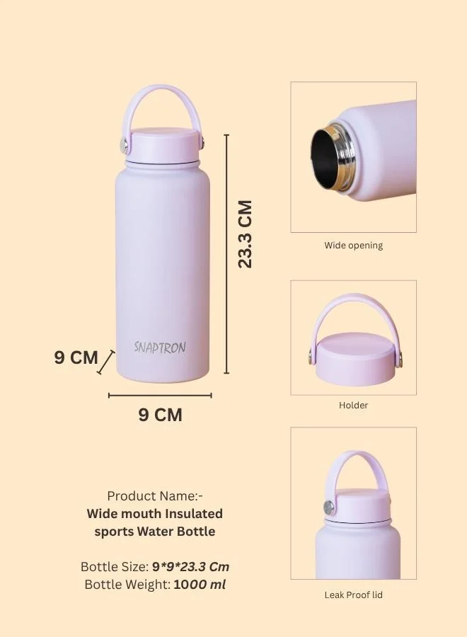 Casa Quesera  SNAPTRON® Wide mouth 1000ml Insulated Sports Water Bottle – Large Capacity, Portable, Leakproof with Anti-Slip Bottom  | Best Price UAE