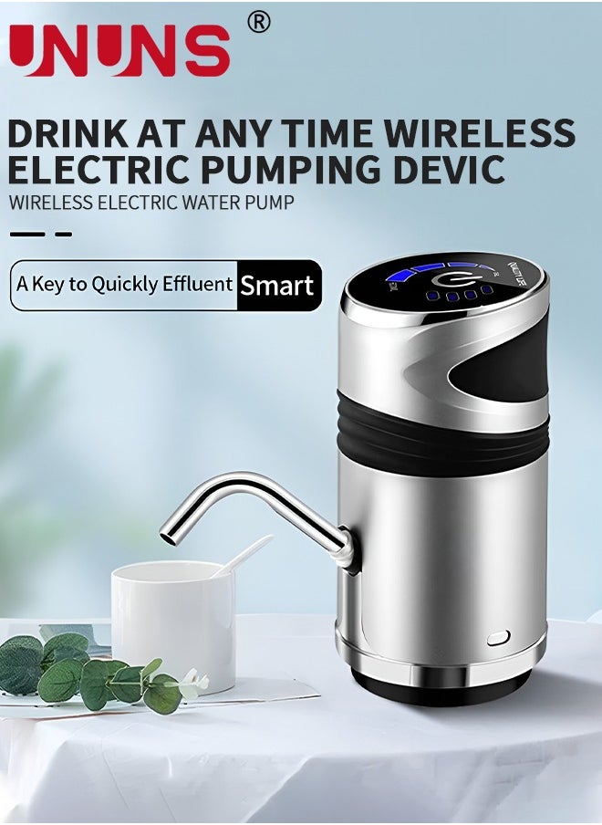 UNUNS Electric Water Pump Dispenser,Wireless Gallon Bottle Drinking Switch With USB Charging And Water Inlet Hose,Drinking Water Pump For Home Office,Golden  - Image 5