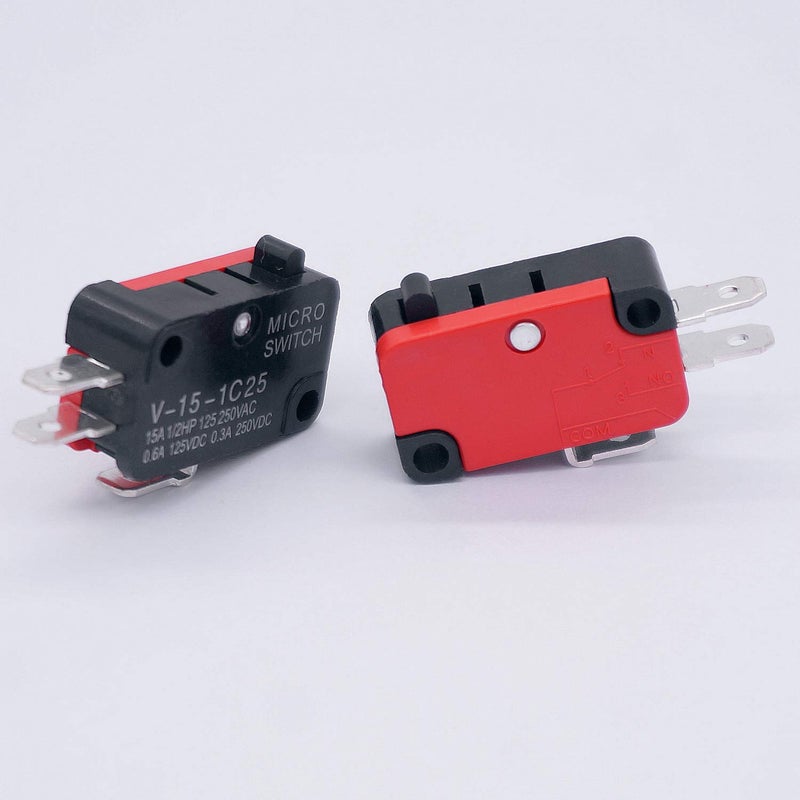 Twidec /6Pcs Snap Action Button Micro Limit Switch 125V/250V 16A SPDT for Microwave Oven Door Arcade V-15-1C25 - Image 2