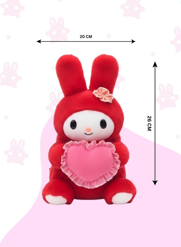 بريميم حقيبة ظهر ماي ميلودي الحمراء ثلاثية الأبعاد من القطيفة مع وسادة على شكل قلب - حقيبة ظهر ناعمة محشوة على شكل لعبة كرتونية للأطفال، للمدرسة والسفر واللعب - Image 5