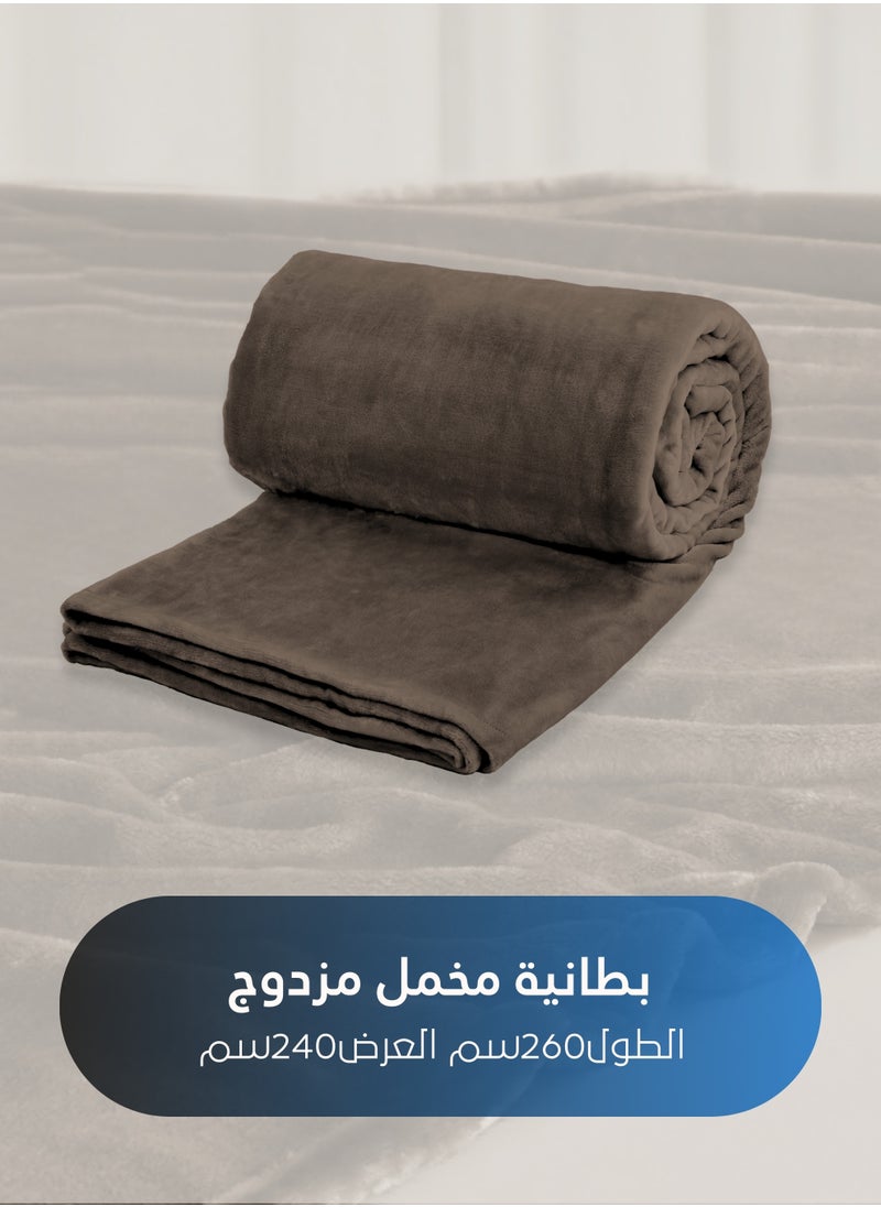 سيد المنسوجات المنزلية - بطانية مخمل خفيفه بمقاس مزدوج، سلسلة مورا، 350 جم/متر مربع، 260 × 240 سم، صوف إضافي فائق النعومة لجميع فصول السنة، يستخدم كغطاء للسرير بطانيات . - Image 1