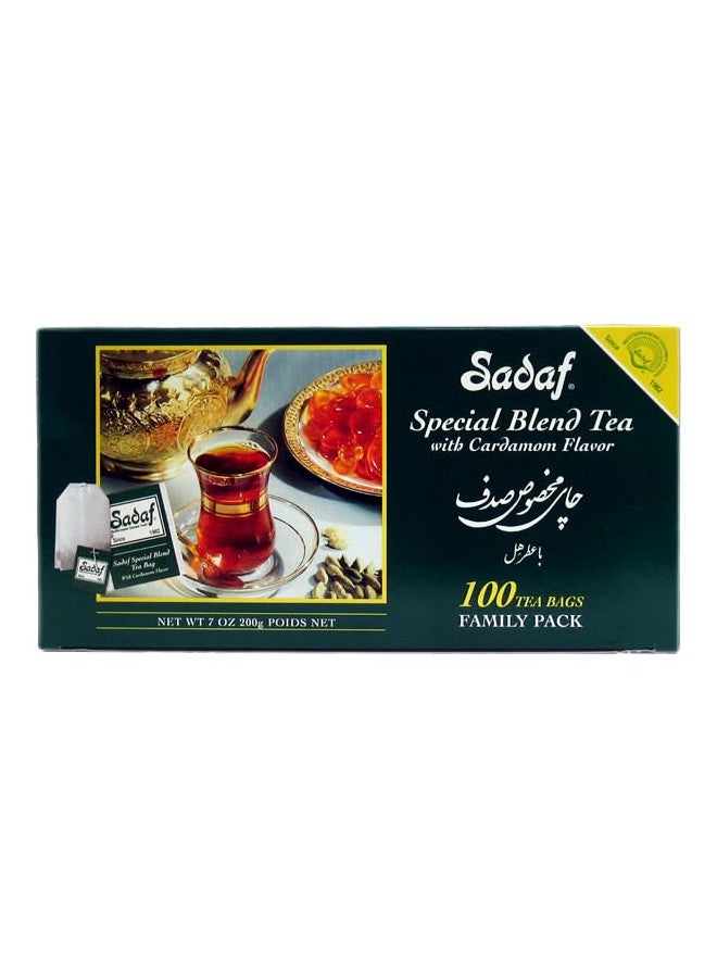 Sadaf Sadaf Cardamom Tea Bags - Special Blend Tea with Cardamom - Cardamom Ceylon Black Tea - Quicktea Product harvested in Sri Lanka - Family Pack - 100 Tea Bags