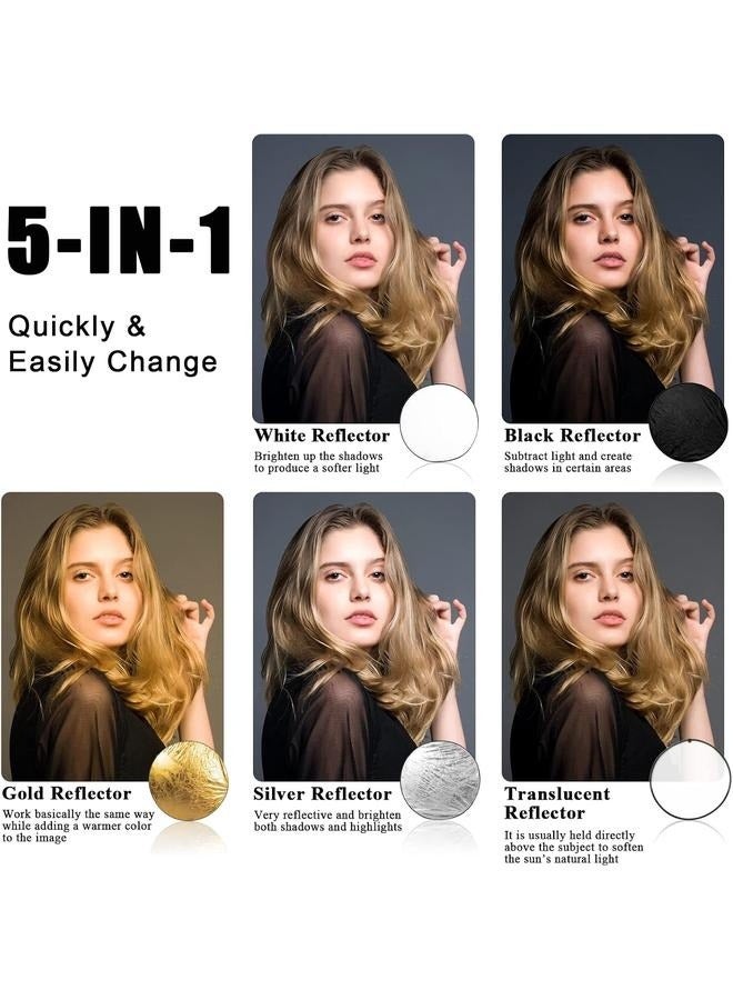 5-In-1 Multi Reflector With Bag 60cm Clear/Black/Gold/Silver/White-Collapsible Multi-Disc with Bag -  for Studio Photography  - Image 4