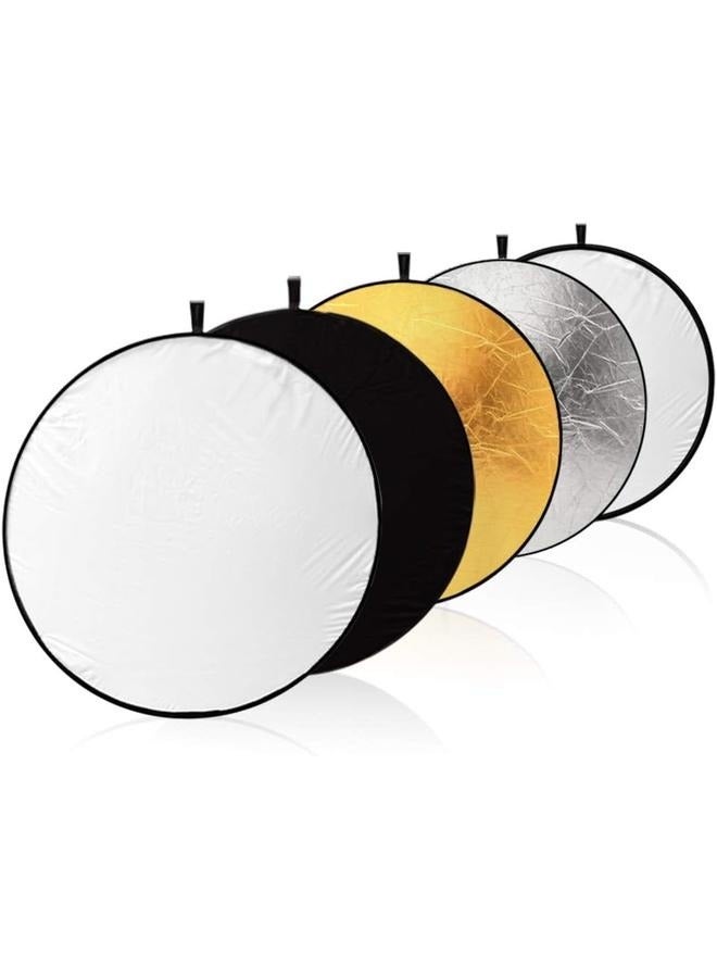 5-In-1 Multi Reflector With Bag 60cm Clear/Black/Gold/Silver/White-Collapsible Multi-Disc with Bag -  for Studio Photography  - Image 1