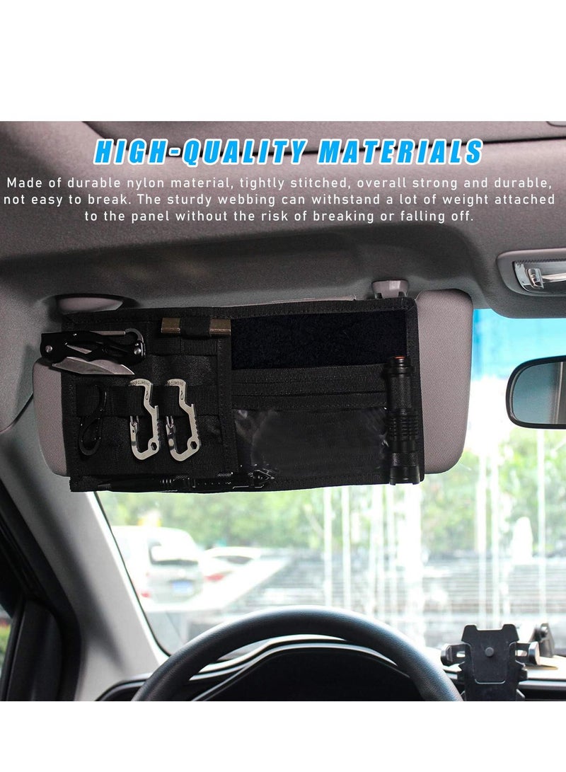 SYOSI Visor Organizer, Tactical Nylon Sun Visor Storage Pouch Pouch, Multifunctional Auto Sunshade Storage Bag, Vehicle Interior Visor Organizer Accessories for Car Truck SUV (Black) - Image 4