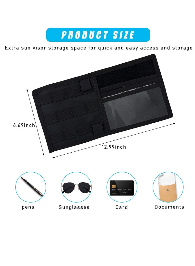 SYOSI Visor Organizer, Tactical Nylon Sun Visor Storage Pouch Pouch, Multifunctional Auto Sunshade Storage Bag, Vehicle Interior Visor Organizer Accessories for Car Truck SUV (Black) - Image 2