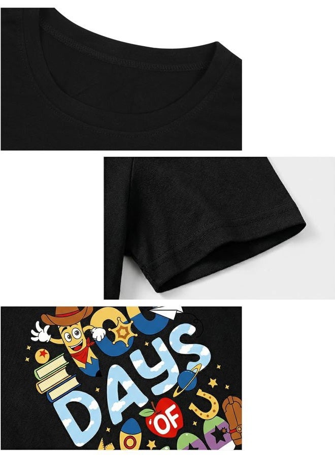 Frizty 100 Days of School Shirt: Women 100th Day of School Shirts Teacher Funny Graphic Cute Tee Tops, Black, S - Image 5