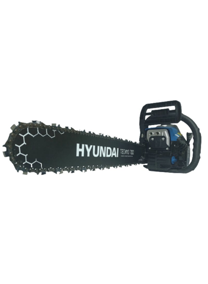 هيونداي منشار سلسلة البنزين HYUNDAI TECHNO 700 – 2.8 حصان، 49.3 سم مكعب، منشار سلسلة يعمل بالغاز، قضيب توجيه 45 سم، 3000 دورة في الدقيقة،  - Image 4
