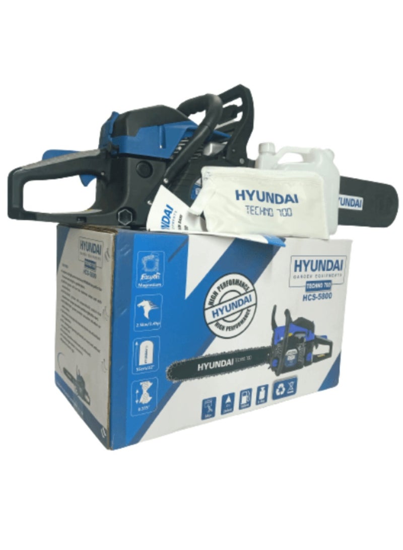 هيونداي منشار سلسلة البنزين HYUNDAI TECHNO 700 – 2.8 حصان، 49.3 سم مكعب، منشار سلسلة يعمل بالغاز، قضيب توجيه 45 سم، 3000 دورة في الدقيقة،  - Image 5