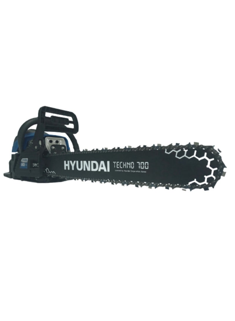 هيونداي منشار سلسلة البنزين HYUNDAI TECHNO 700 – 2.8 حصان، 49.3 سم مكعب، منشار سلسلة يعمل بالغاز، قضيب توجيه 45 سم، 3000 دورة في الدقيقة،  - Image 2