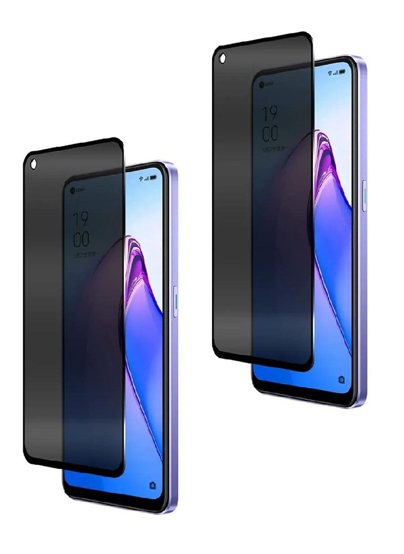 Super 2 Pieces Tempered Glass Screen Protector Anti-Spy Privacy  Designed For Oppo Reno8 4G Full Screen Coverage And Bubble Free - Image 1