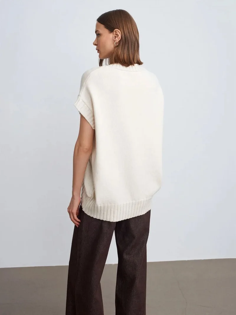 ديلفين DILVIN Oversized Ribbed Knit Sweater Vest