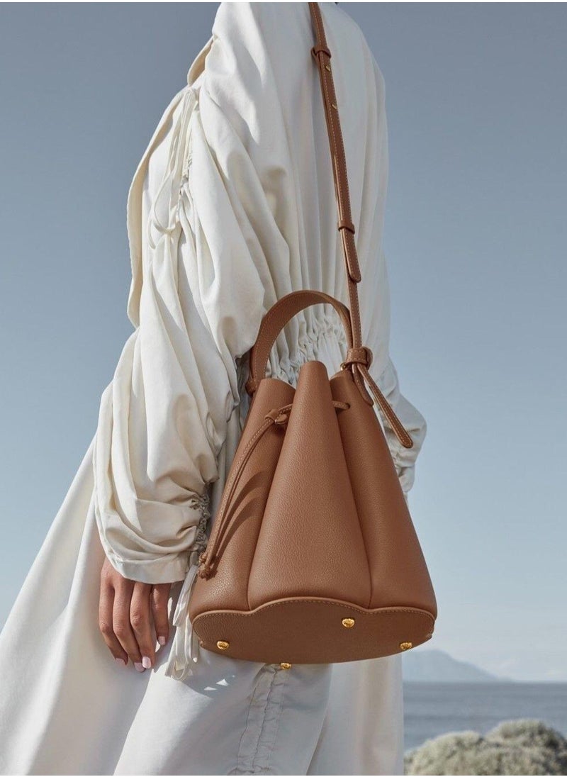 POLENE - Polene Number Eight Edition Textured Camel Bucket Crossbody Bag - Image 1