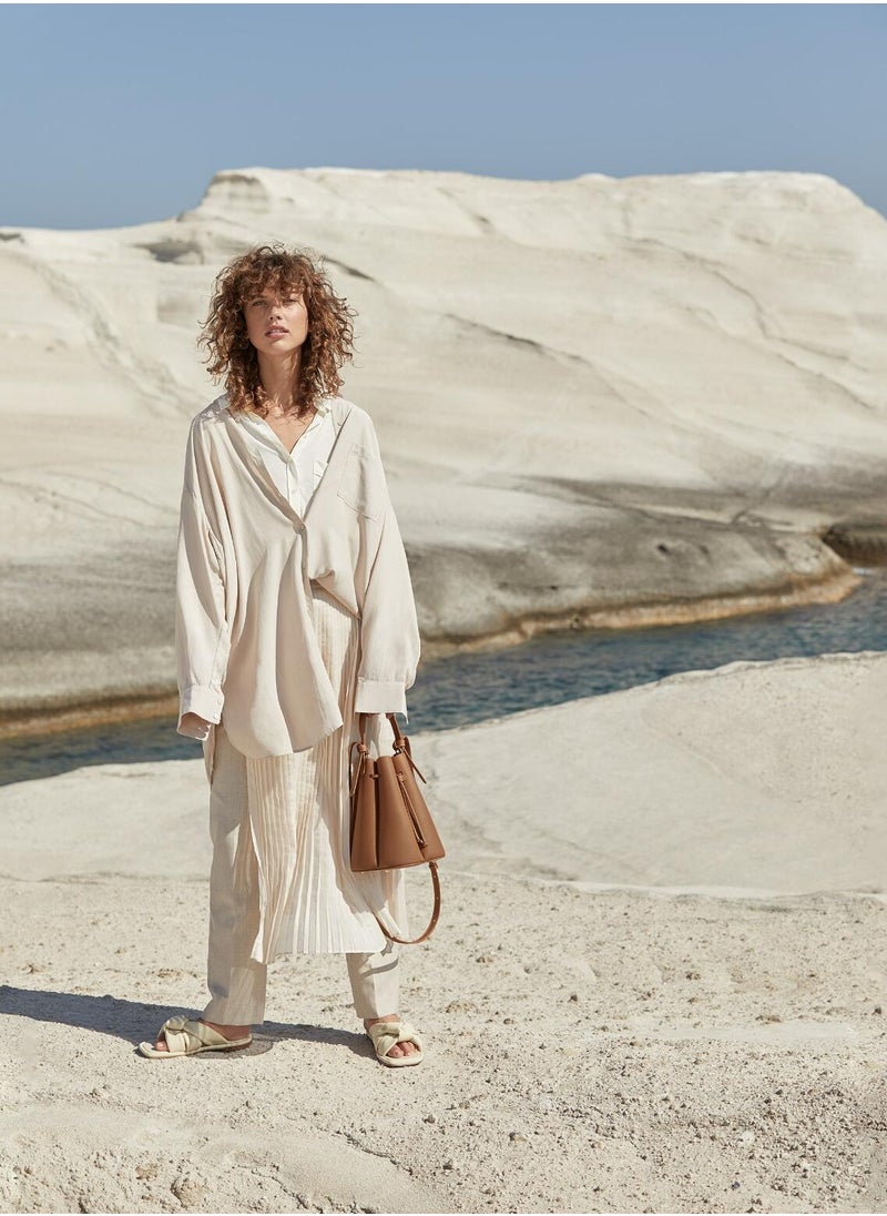 POLENE - Polene Number Eight Edition Textured Camel Bucket Crossbody Bag - Image 1