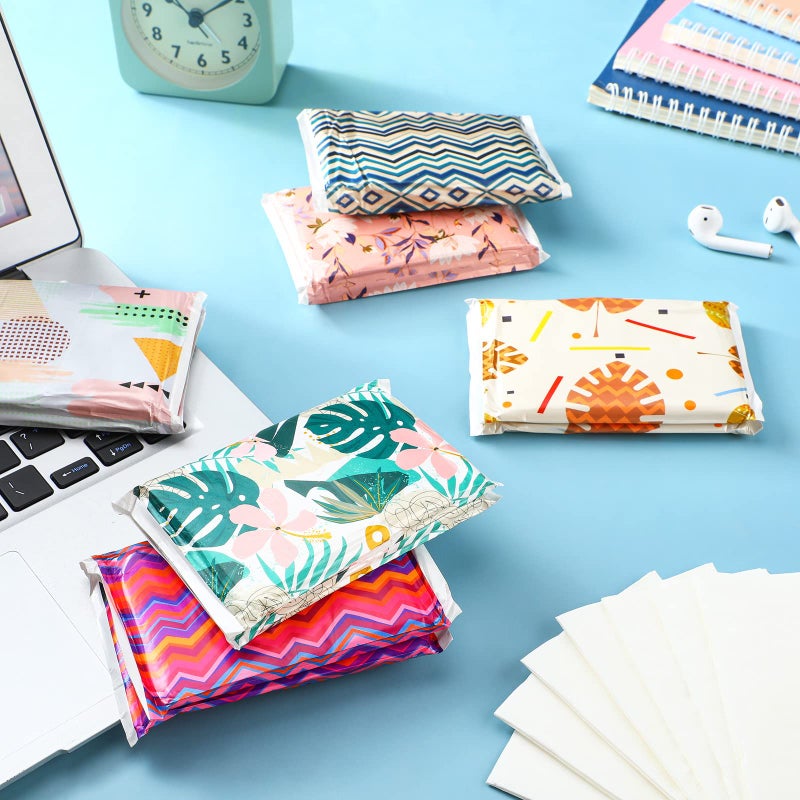 Geyee 24 Packs Travel Size Tissue Pocket Slim Pack Facial 3 Ply Wallet Size Pocket Tissues for Travel Wedding Party Favors, 6 Styles(Geometry) - Image 4
