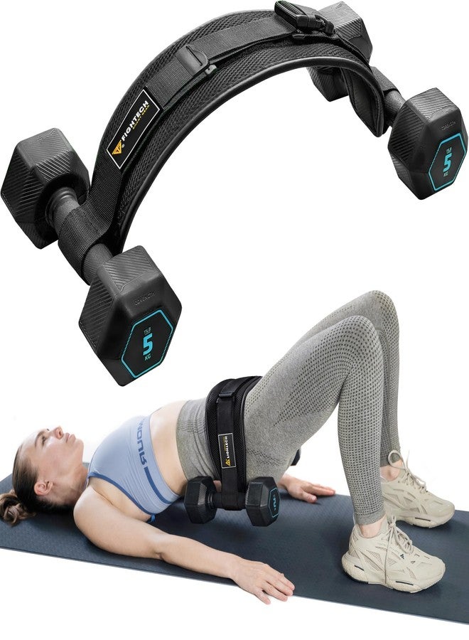 FIGHTECH Exercise Hip Thrust Belt with Slip-Resistant Padding - Easy to Use with Dumbbells, Kettlebells, or Plates - Protects Your Hips for Gym, Home Workouts, or On the Go (Black) - Image 1