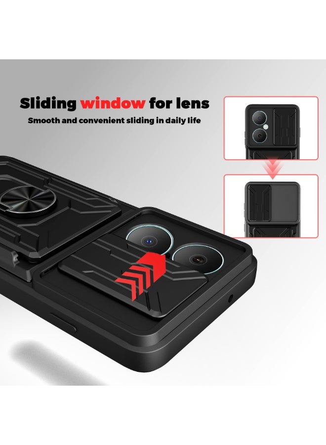 عام غطاء متوافق مع هواوي نوفا Y73، حامل بطاقات قابل للفصل مع حلقة وحامل، واقي متين عسكري مضاد للصدمات مع غطاء منزلق للكاميرا. - Image 3