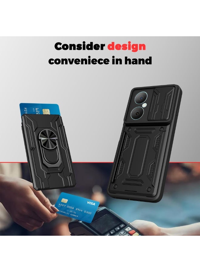 عام غطاء متوافق مع هواوي نوفا Y73، حامل بطاقات قابل للفصل مع حلقة وحامل، واقي متين عسكري مضاد للصدمات مع غطاء منزلق للكاميرا. - Image 2