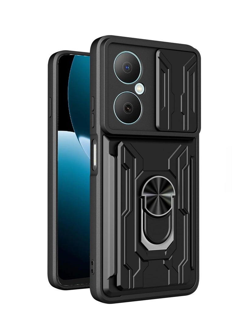 عام غطاء متوافق مع هواوي نوفا Y73، حامل بطاقات قابل للفصل مع حلقة وحامل، واقي متين عسكري مضاد للصدمات مع غطاء منزلق للكاميرا. - Image 1