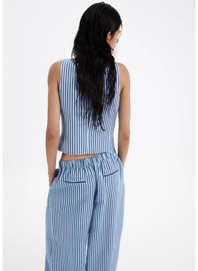 Mango Striped Button Waistcoat