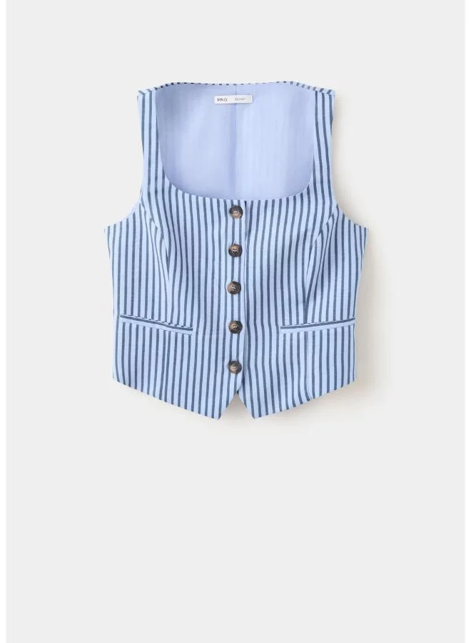 Mango 50-CELESTE Striped Button Waistcoat for Women | Best Price UAE
