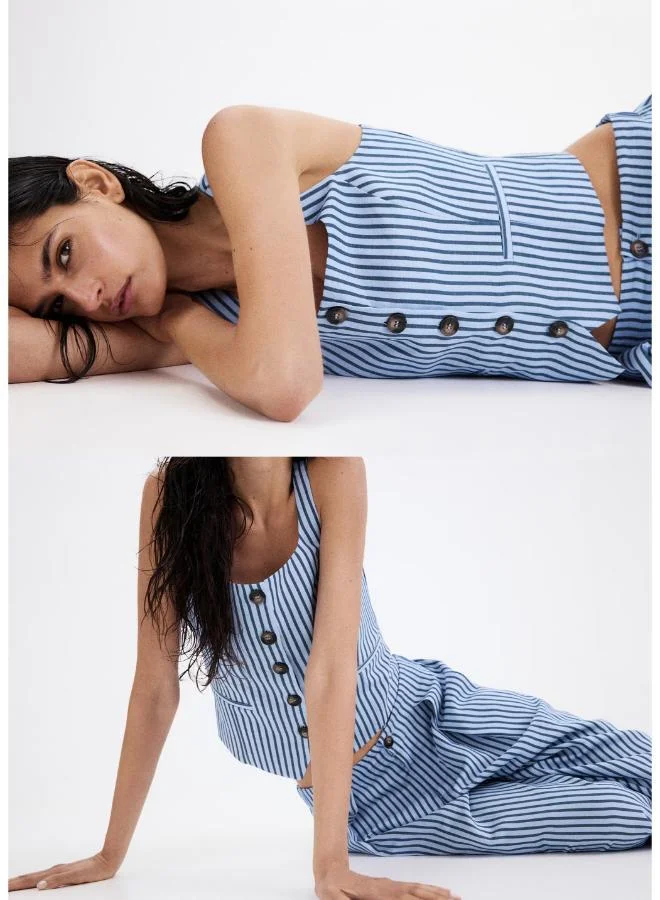 Mango 50-CELESTE Striped Button Waistcoat for Women | Best Price UAE