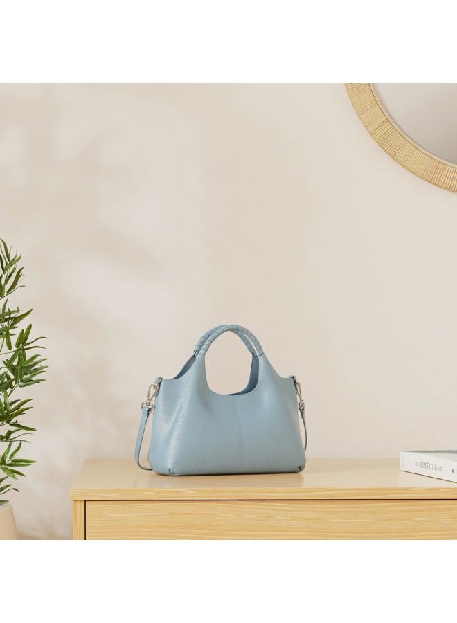 Iswee Genuine Leather Purses and Handbags for Women Shoulder Bag Top Handle Satchel Ladies Hobo Crossbody Bags, Light Blue, Medium - Image 2