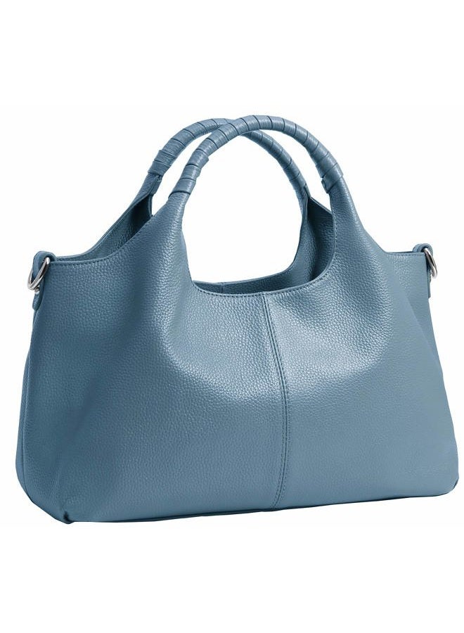 Iswee Genuine Leather Purses and Handbags for Women Shoulder Bag Top Handle Satchel Ladies Hobo Crossbody Bags, Light Blue, Medium - Image 1