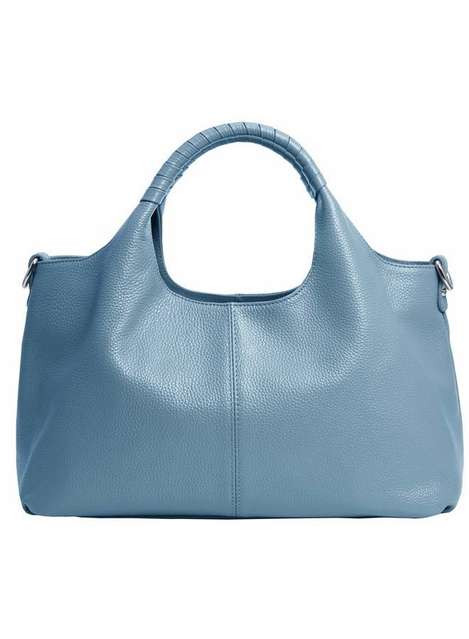 Iswee Genuine Leather Purses and Handbags for Women Shoulder Bag Top Handle Satchel Ladies Hobo Crossbody Bags, Light Blue, Medium - Image 3