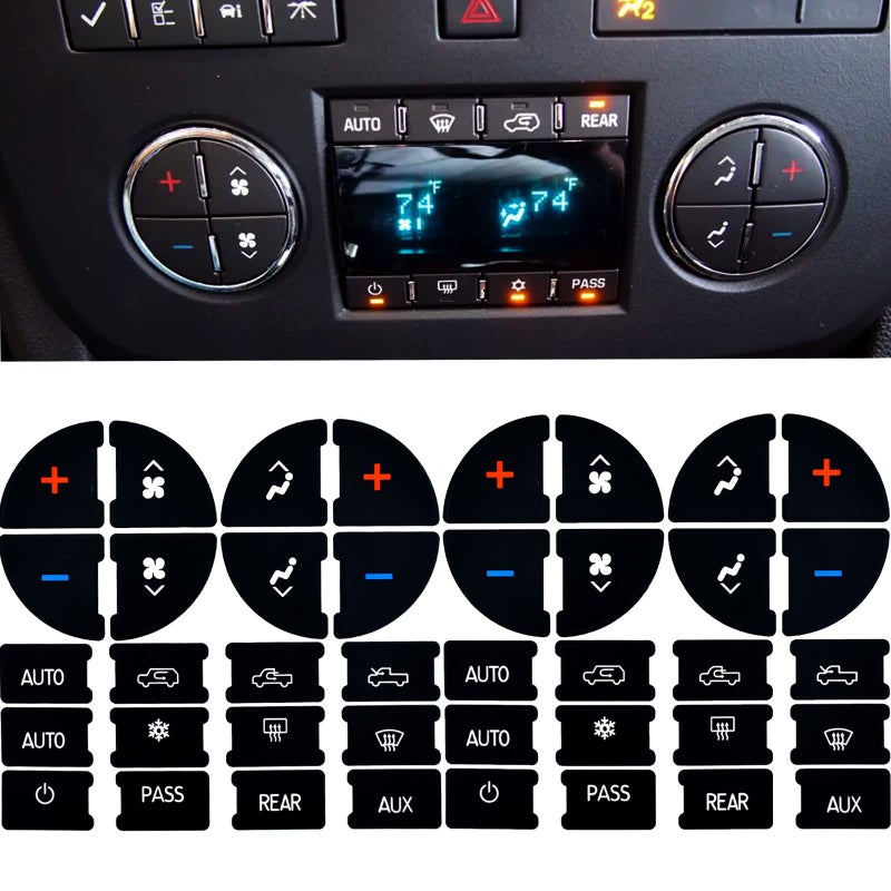 NOTISH 2 Packs AC Dash Button Repair Kit -Compatible with Chevy, Best for Fixing Ruined Faded A/C Control Buttons - Decal Replacement Fits Select 07-14 GM Vehicles - Car SUV Van Truck Accessories - Image 1