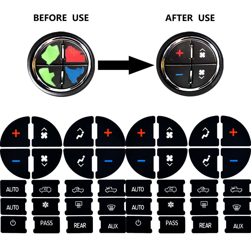 NOTISH 2 Packs AC Dash Button Repair Kit -Compatible with Chevy, Best for Fixing Ruined Faded A/C Control Buttons - Decal Replacement Fits Select 07-14 GM Vehicles - Car SUV Van Truck Accessories - Image 2