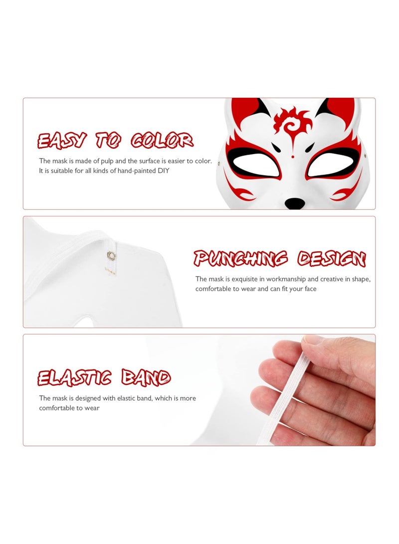 Y&D DIY Unpainted White Paper Mask Fox Cat Face Pulp Blank Hand Painted Personality Design for Dance Party Festival Performance (5 Pcs) - Image 3