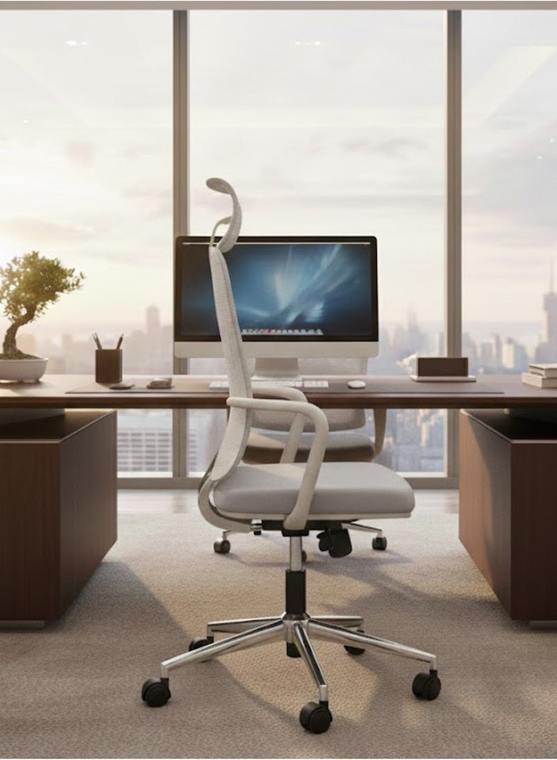 Furalux Ergonomic Office Chair with Breathable Mesh, Comfortable Armrests, Adjustable Height, Swivel, Headrest Support – Mid Back Desk Chair for Home & Office - Image 2