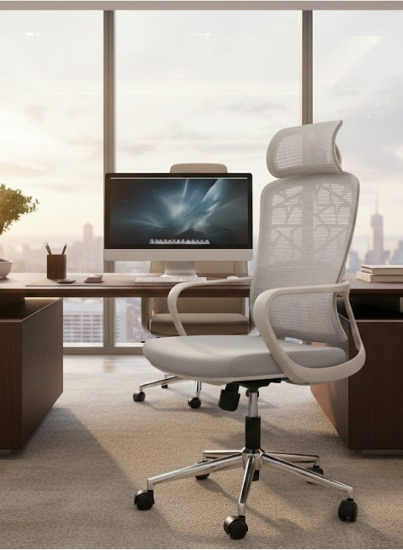 Furalux Ergonomic Office Chair with Breathable Mesh, Comfortable Armrests, Adjustable Height, Swivel, Headrest Support – Mid Back Desk Chair for Home & Office - Image 3