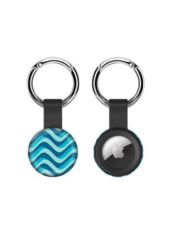 Airtag Case Metal Key Ring with Tough Case for Apple Airtag cover - Curvy Blue
