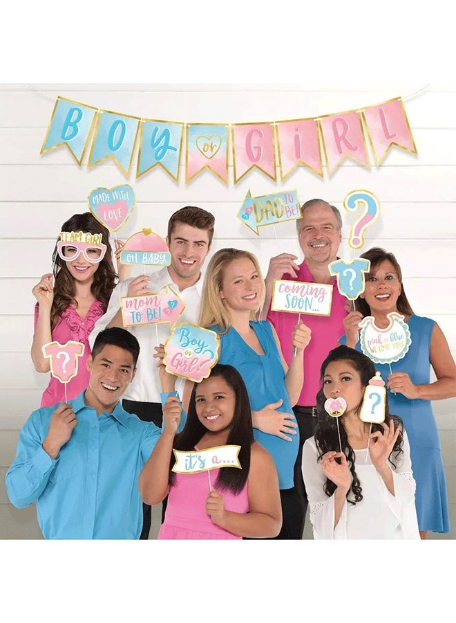 Amscan The Big Reveal Deluxe Photo Props Hot Stamped 21pcs, Baby Shower Party Supplies