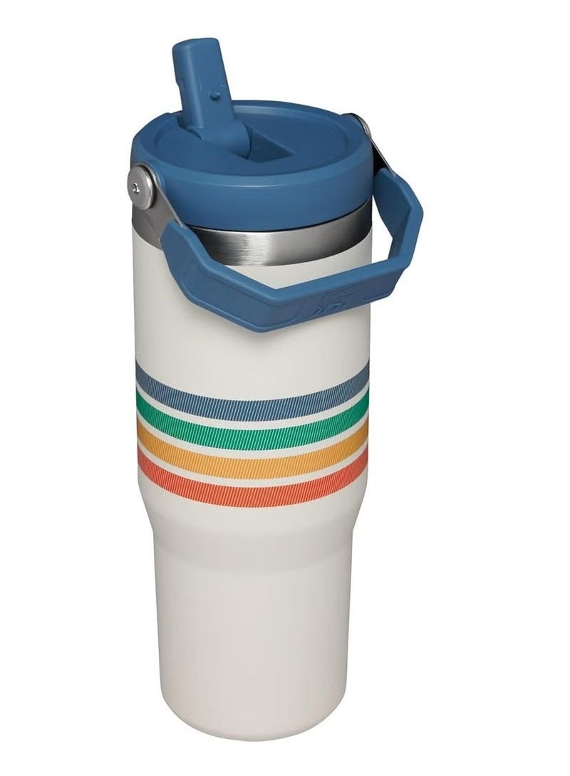 Stanley كوب ستانلس ستيل IceFlow سعة 30 أونصة مع قشة قابلة للطي مقاومة للتسرب - زجاجة ماء معزولة بالفراغ للاستخدام في المنزل والمكتب والسيارة - قابلة لإعادة الاستخدام، خالية من BPA، متينة ومحمولة - تحافظ على المشروبات باردة لمدة 12 ساعة أو مثلجة لمدة يومين - كريم - Image 2