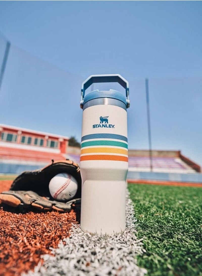 Stanley كوب ستانلس ستيل IceFlow سعة 30 أونصة مع قشة قابلة للطي مقاومة للتسرب - زجاجة ماء معزولة بالفراغ للاستخدام في المنزل والمكتب والسيارة - قابلة لإعادة الاستخدام، خالية من BPA، متينة ومحمولة - تحافظ على المشروبات باردة لمدة 12 ساعة أو مثلجة لمدة يومين - كريم - Image 3