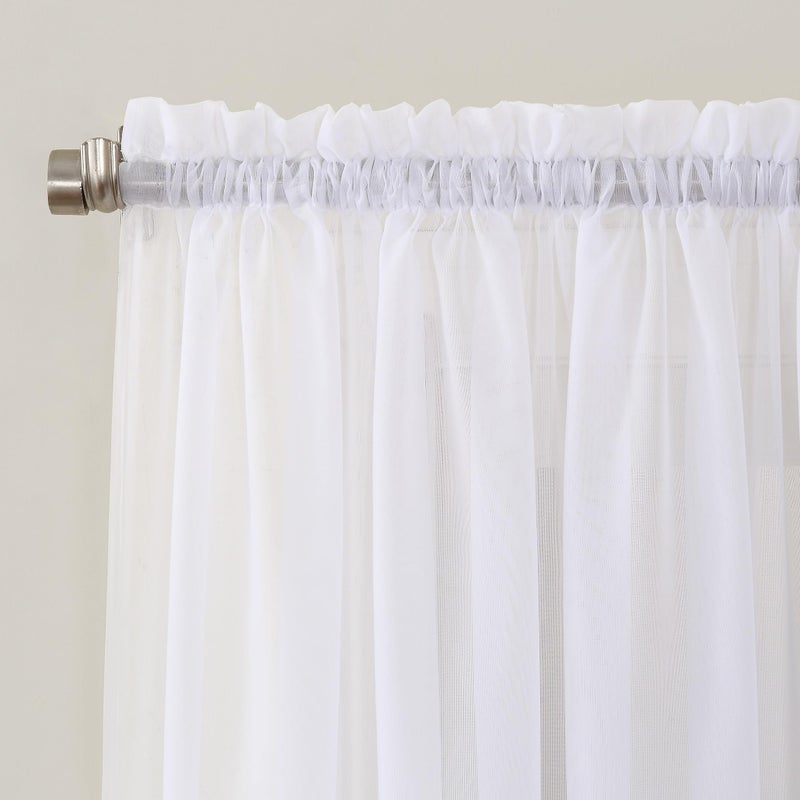 No. 918 Erica Crushed Sheer Voile Rod Pocket Curtain Panel, 51" x 95", White - Image 2